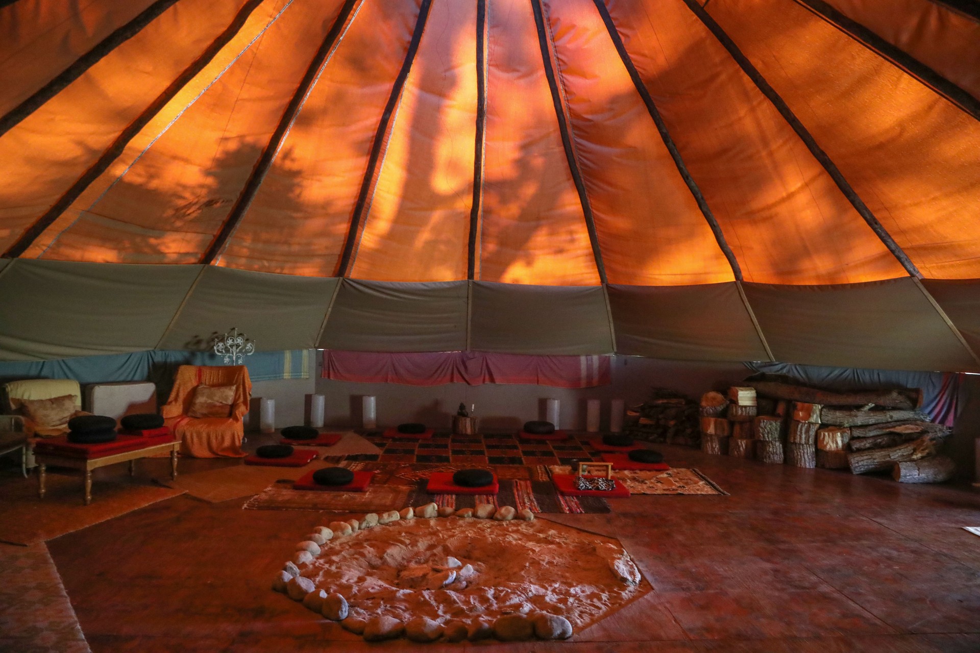 A Large, Teepee-style tent.