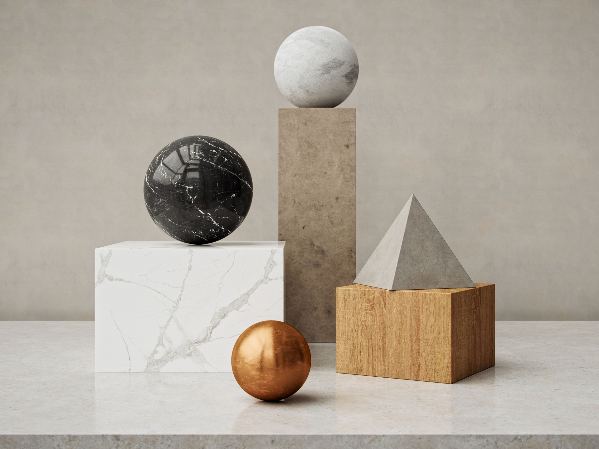 Abstract Geometric Shapes With Architectural Materials